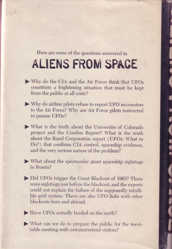 Aliens from space back cover
